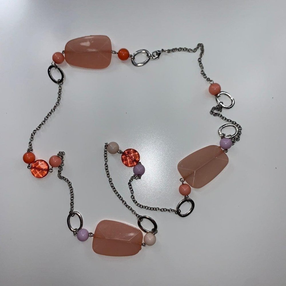 Peach Stone Costume Necklace